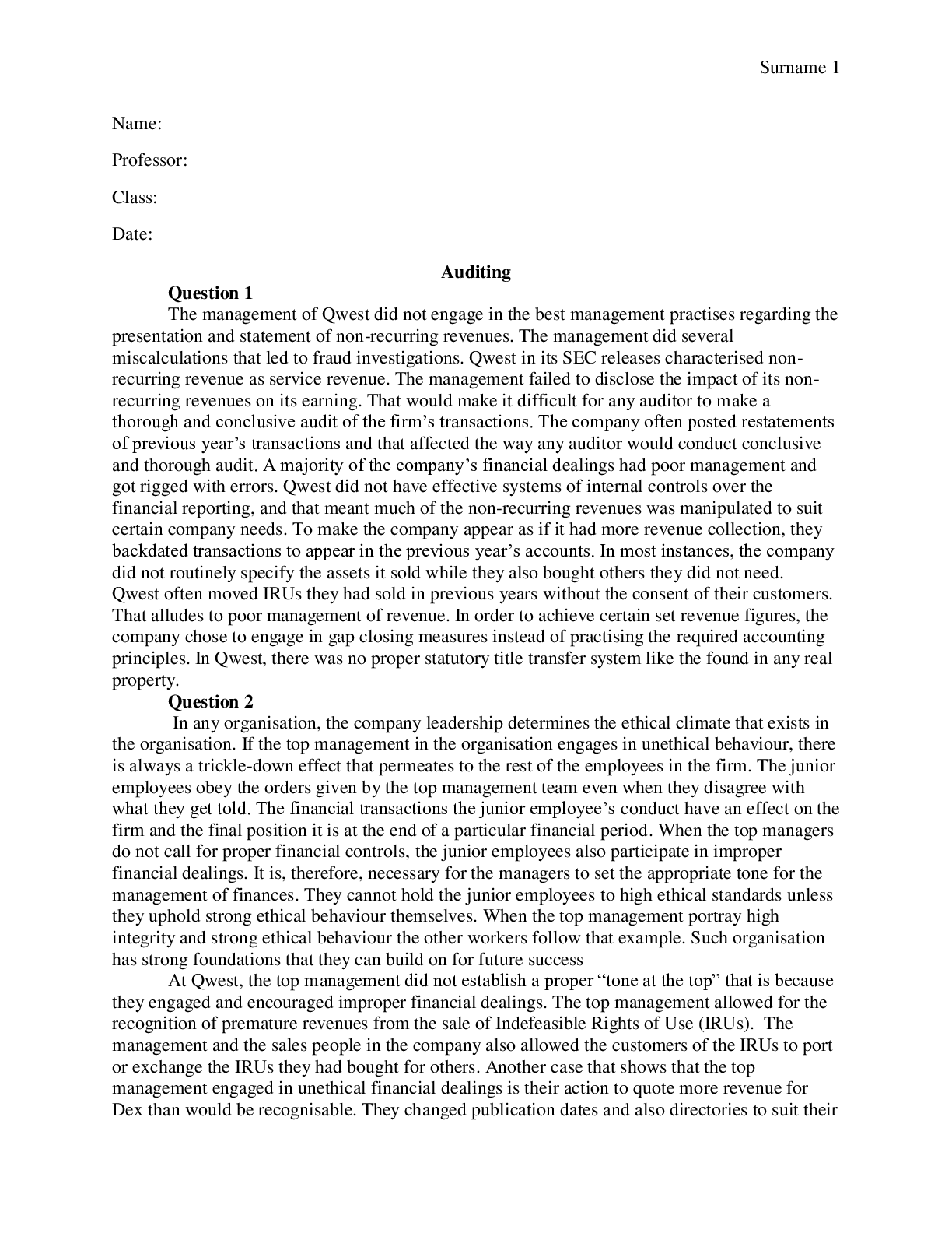 Preview image for Auditing questions answered